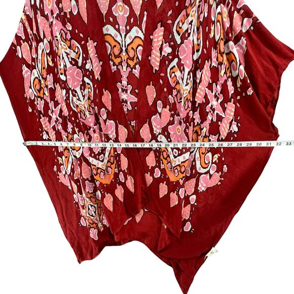 Quagga Kimono Cardigan One Size Red Colorful Floral Lightweight Boho Beach - Picture 5 of 11